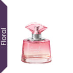 Perfume Cielo en Rosa Yanbal para mujer sobre fondo blanco, fragancia chypre floral intensa con rosa búlgara, almendra tostada y almizcle dulce. Perfume femenino elegante, romántico y de larga duración.