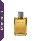 Perfume Selecto Eau de Toilette Yanbal para hombre sobre fondo blanco, fragancia masculina maderosa aromática con albahaca, vainilla negra y madera de cashmere, perfume elegante y moderno de larga duración ideal para uso diario y regalos para hombre.