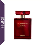 Perfume Yanbal Temptation Mystic Eau de Parfum para mujer sobre fondo blanco, fragancia femenina intensa con aroma a cereza, café y Amberwood